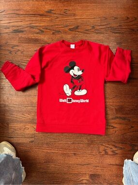Disney World Red Mickey Mouse Crewneck Sweatshirt